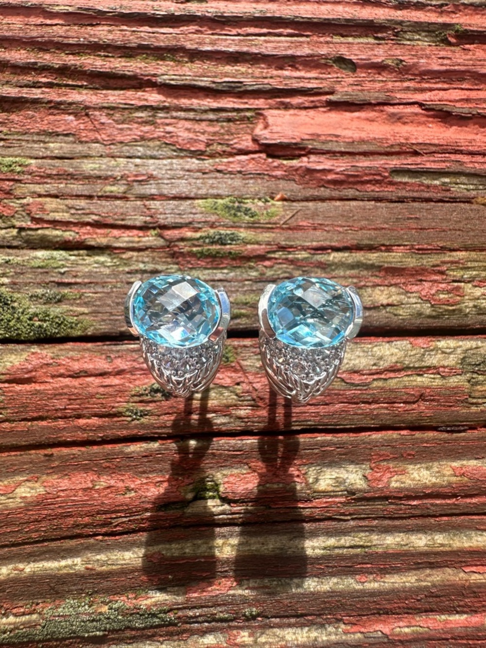Judith Ripka Sterling Silver Blue Topaz Stud Earrings